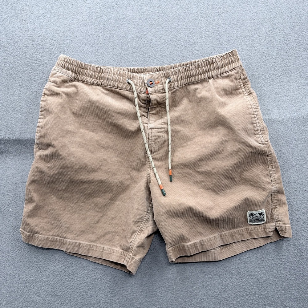 Howler Bros Shorts Mens 35 Beige Corduroy Chino 7 Inseam Elastic Waist Casual